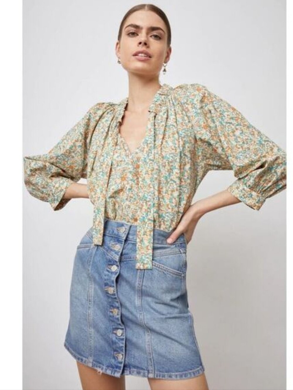 RAILS AMAL DITSY FLORAL BLOUSE CASSIA SIZE MEDIUM LIKE NEW BOHO COTTAGECORE